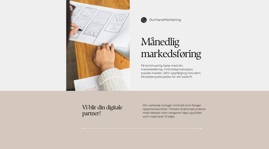 Månedlige markedsføringstjenester og innholdsproduksjon